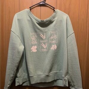 Pact organic cotton Olive Green Crewneck with cute plant design